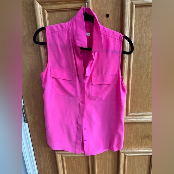 Equipment hot pink sleeveless slim signature blouse size S - Picture 1 of 5